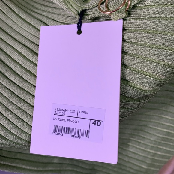 NWT JACQUEMUS LA ROBE PIGOLO RIB KNIT DRESS | APPLE GREEN - Picture 4 of 10